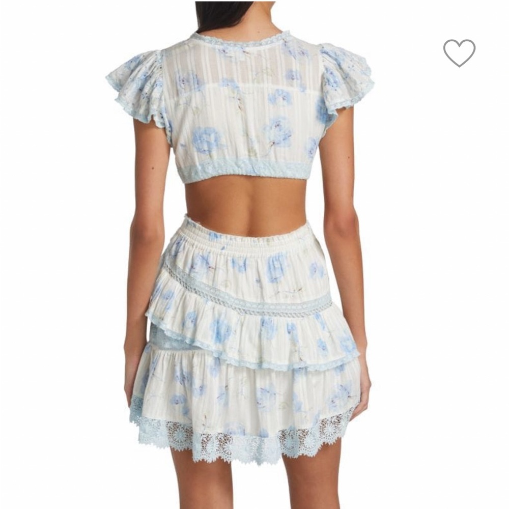 LOVESHACKFANCY Audrina Cut-Out Minidress Blue Small - Picture 2 of 10